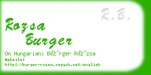 rozsa burger business card